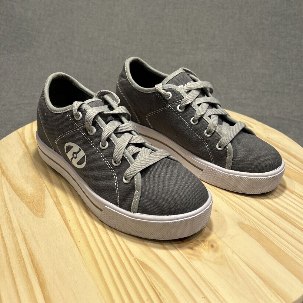 Heelys Youth Boys Size 5 HES10455 Gray Canvas Roller Skate Shoes Lace Up Low Top
